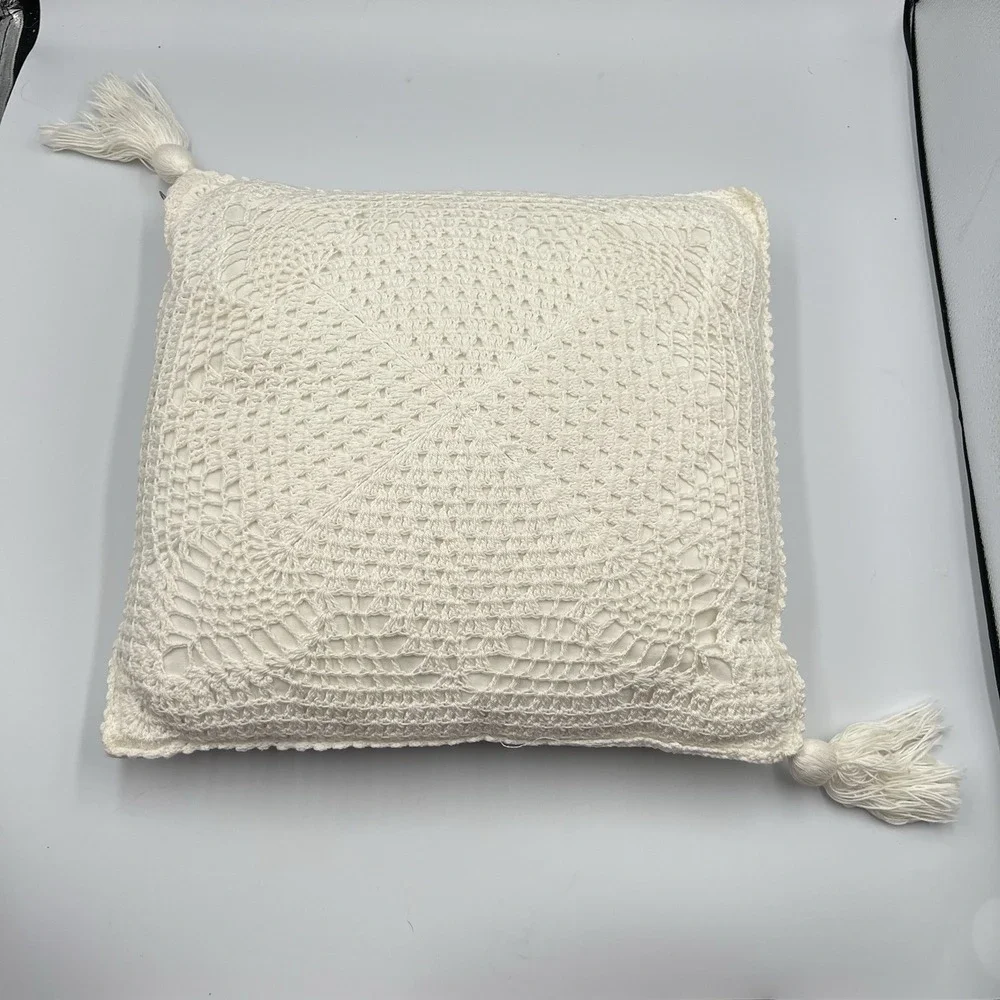 ✨Vintage‎ Crochet Lace Throw Accent Pillow Grannycore Cottagecore 12x12